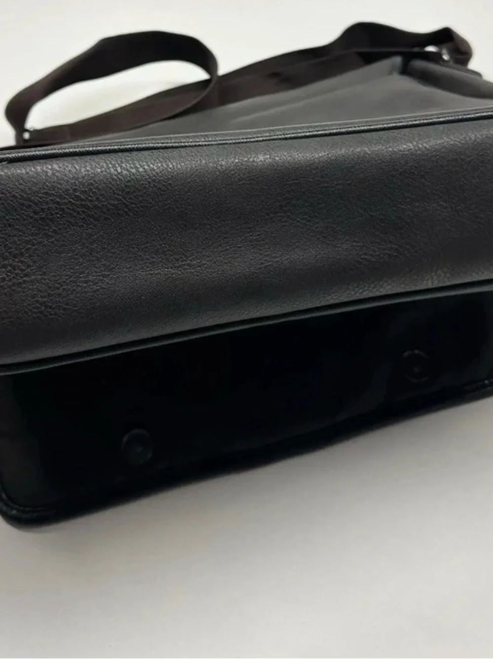 Ted Baker Black Leather Messenger with Burgundy and Cream Stripe